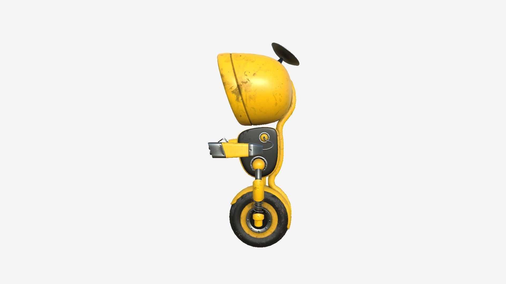 Wheel Robot H03 Yellow - SciFi Character Design Low-poly 3D model_3