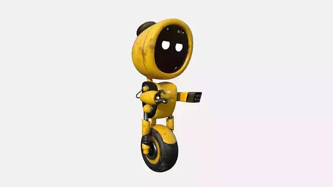 Wheel Robot H03 Yellow - SciFi Character Design Low-poly 3D model