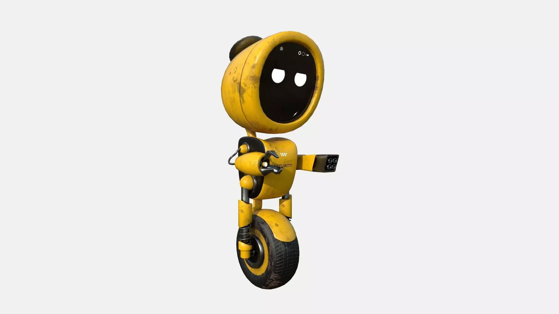 Wheel Robot H03 Yellow - SciFi Character Design Low-poly 3D model_0