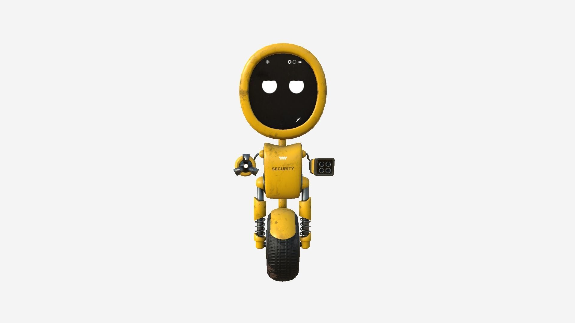Wheel Robot H03 Yellow - SciFi Character Design Low-poly 3D model_1