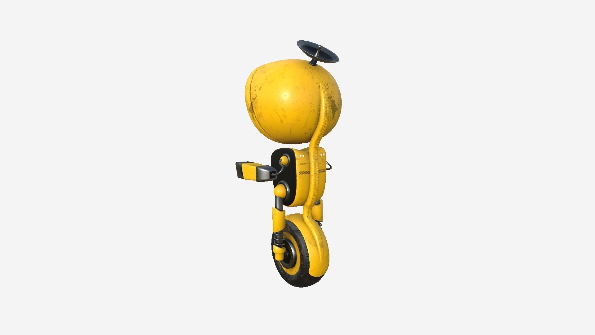 Wheel Robot H03 Yellow - SciFi Character Design Low-poly 3D model_2