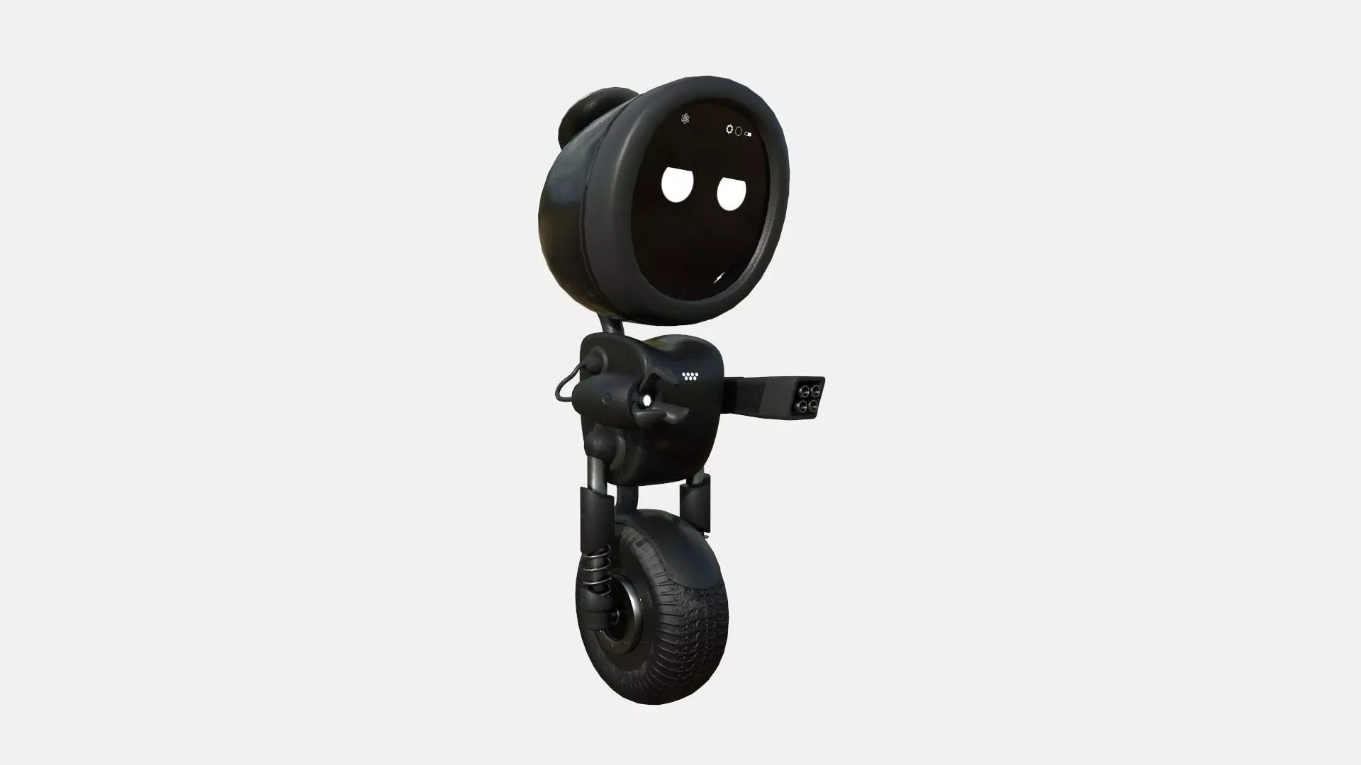 Wheel Robot H04 Full Black - SciFi Character Design Low-poly 3D model_0
