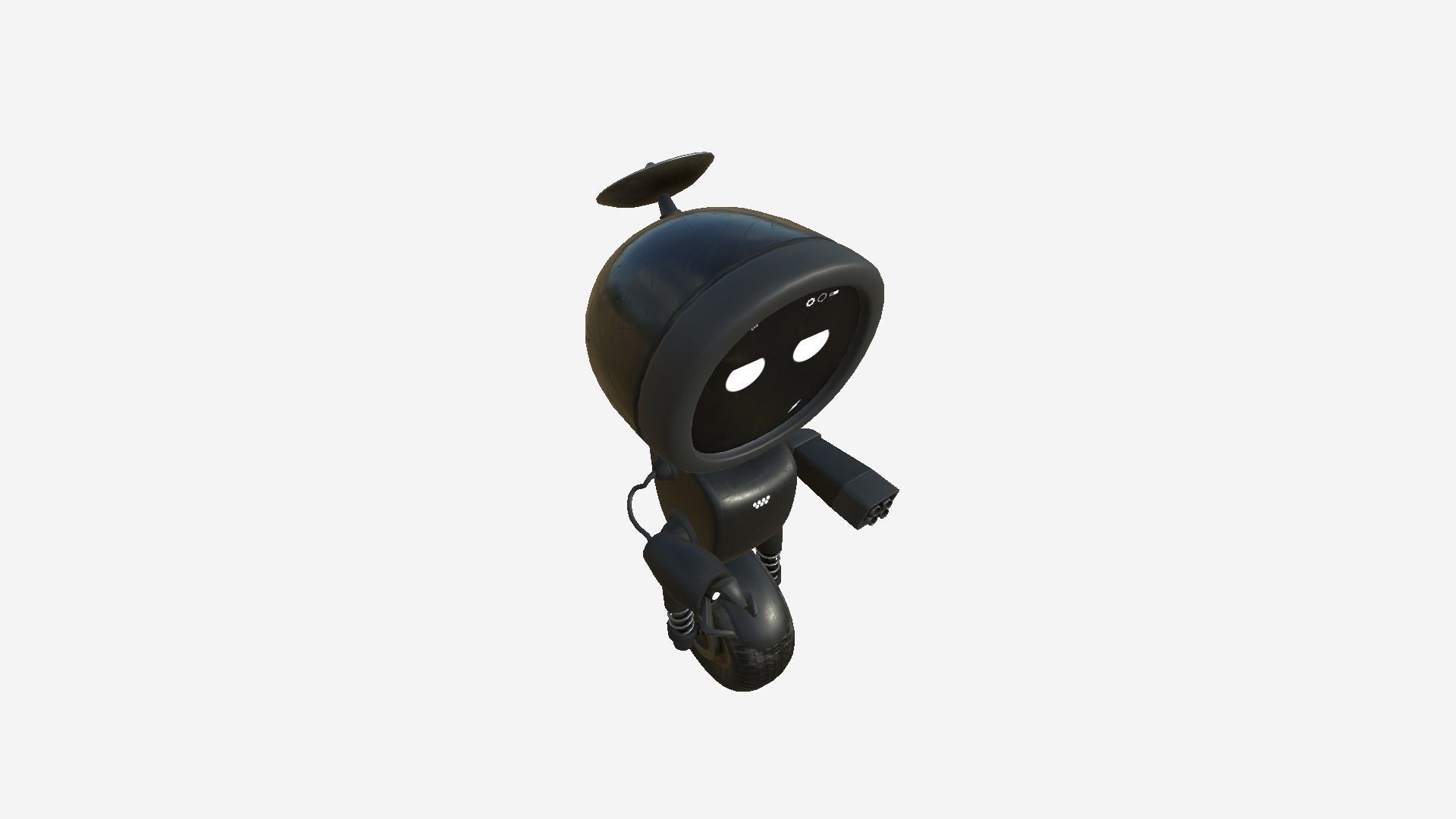 Wheel Robot H04 Full Black - SciFi Character Design Low-poly 3D model_4