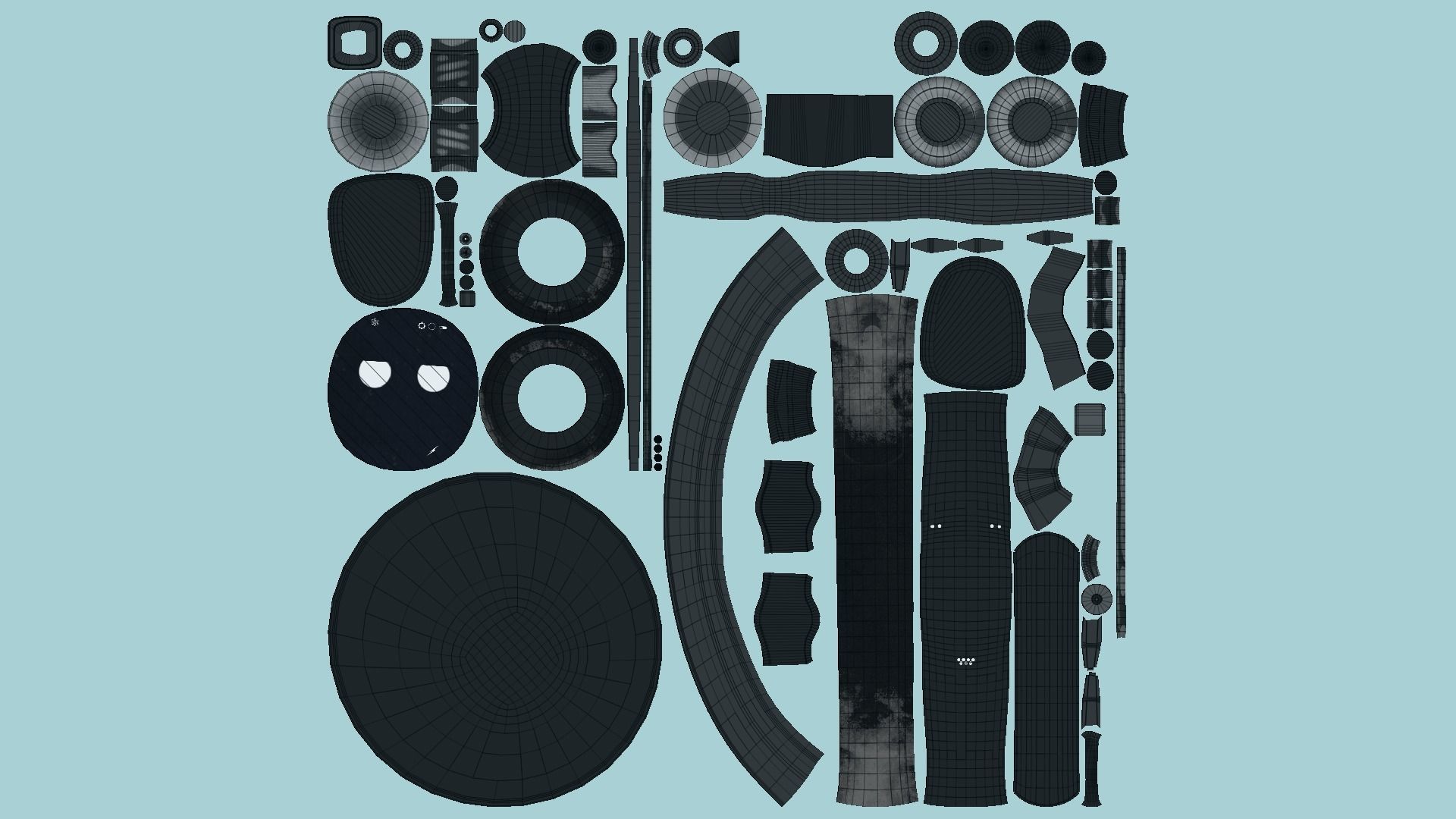 Wheel Robot H04 Full Black - SciFi Character Design Low-poly 3D model_5