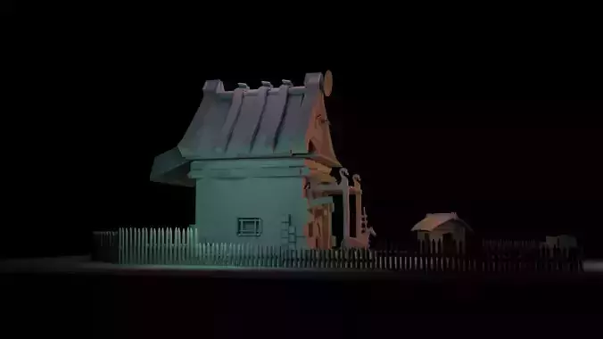 03Game model haunted house Low-poly 3D model