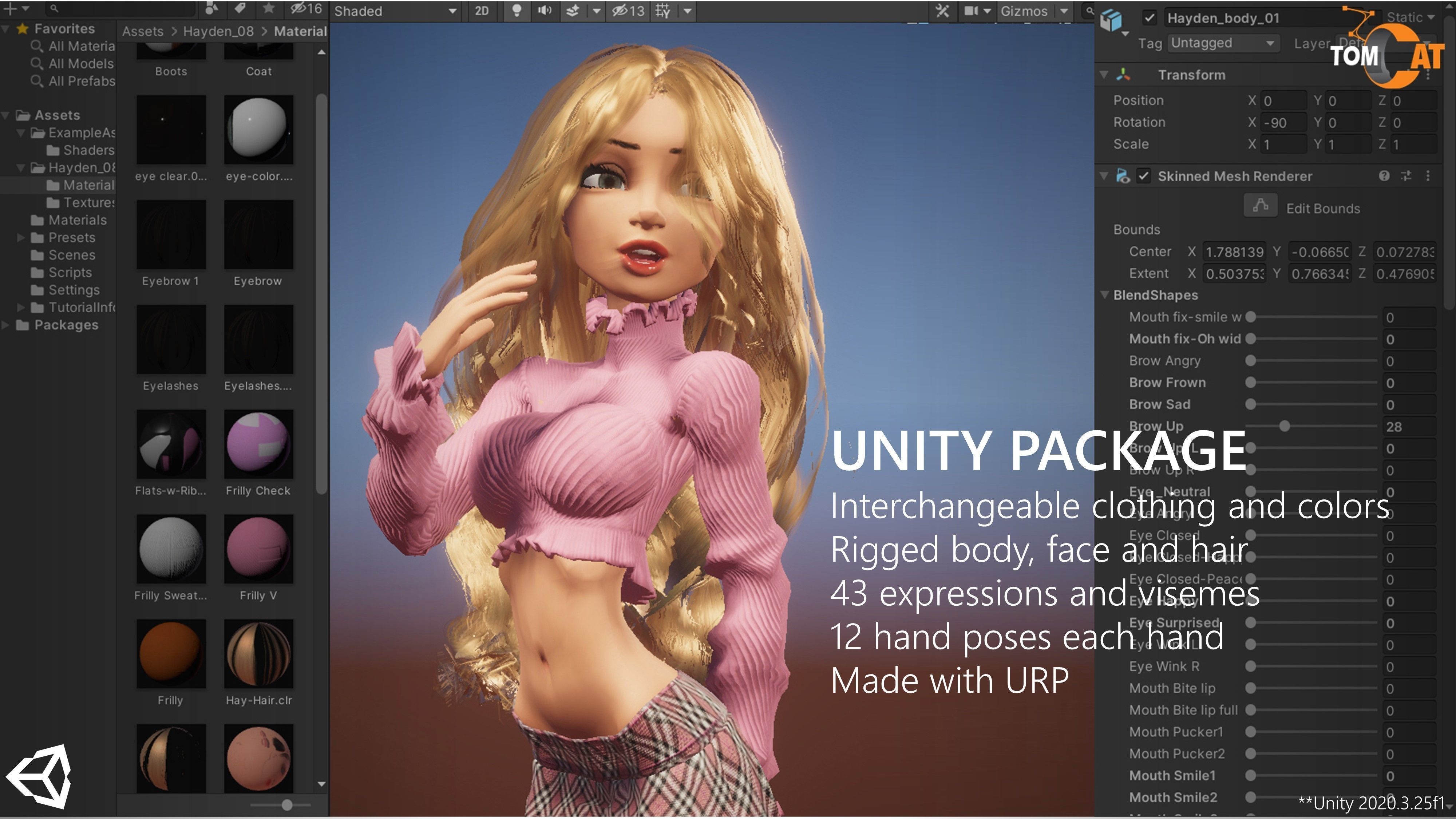 Hayden Rigged Woman Character for Blender and Unity Low-poly 3D model_21