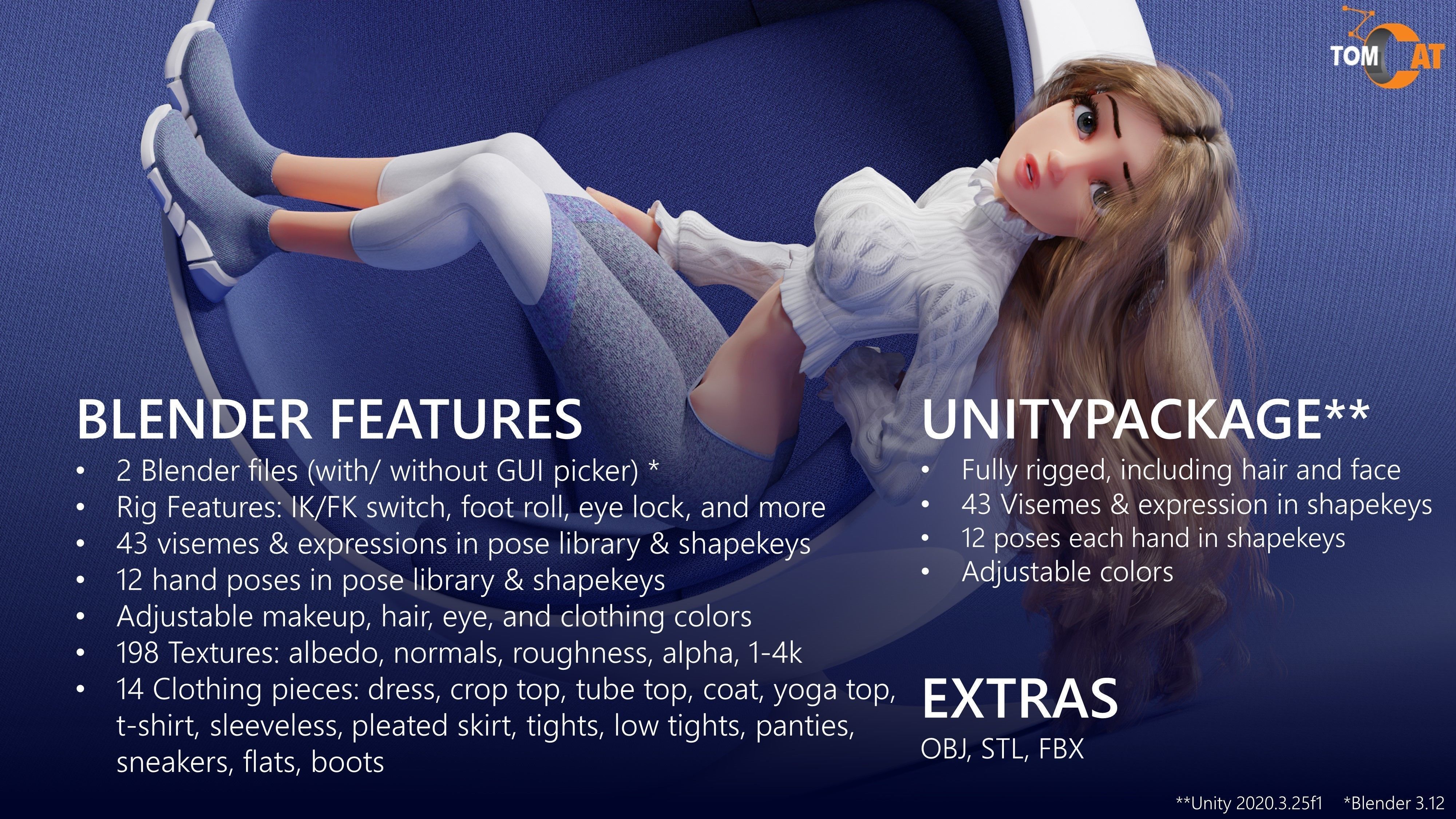 Hayden Rigged Woman Character for Blender and Unity Low-poly 3D model_7