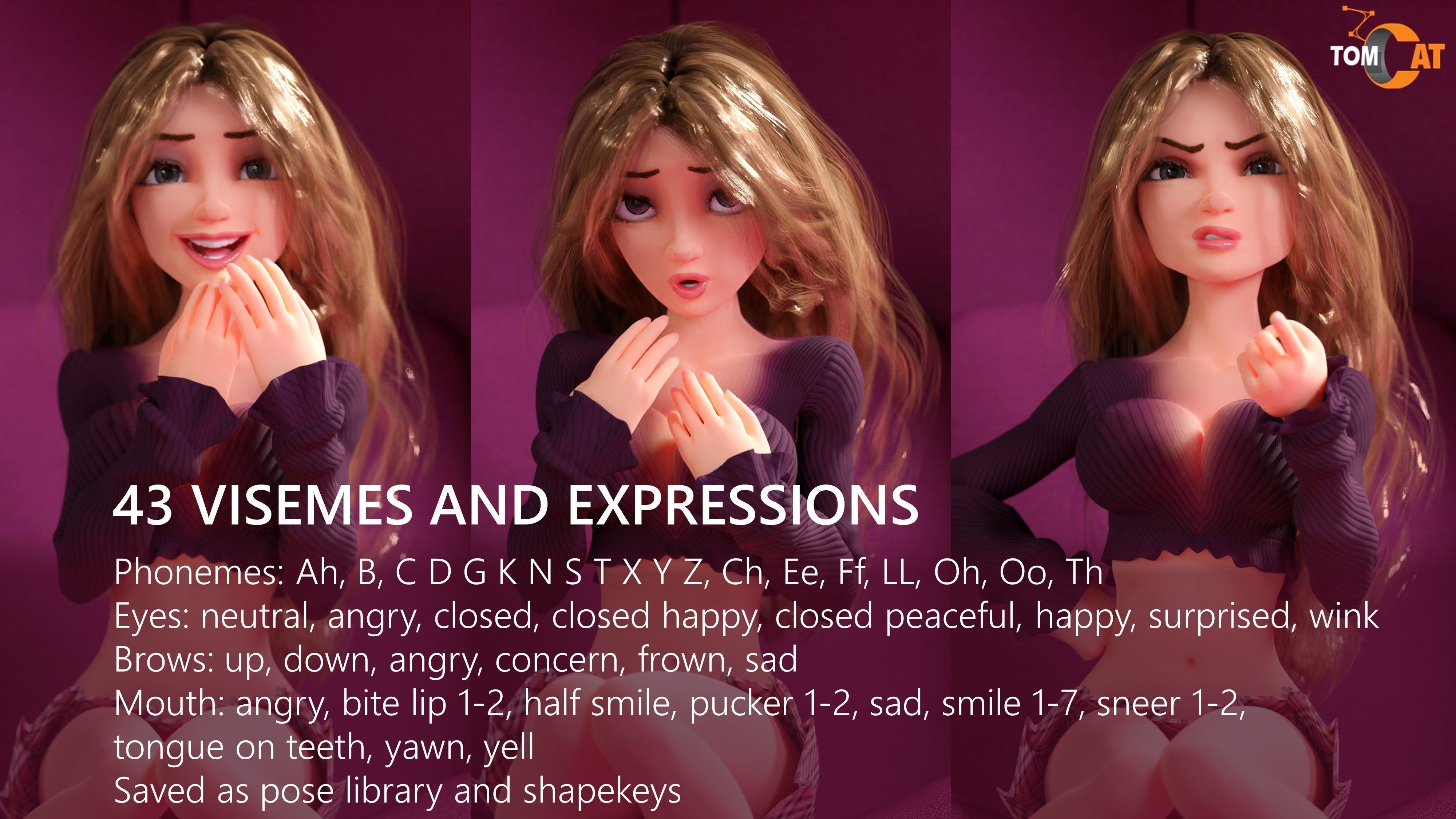 Hayden Rigged Woman Character for Blender and Unity Low-poly 3D model_8