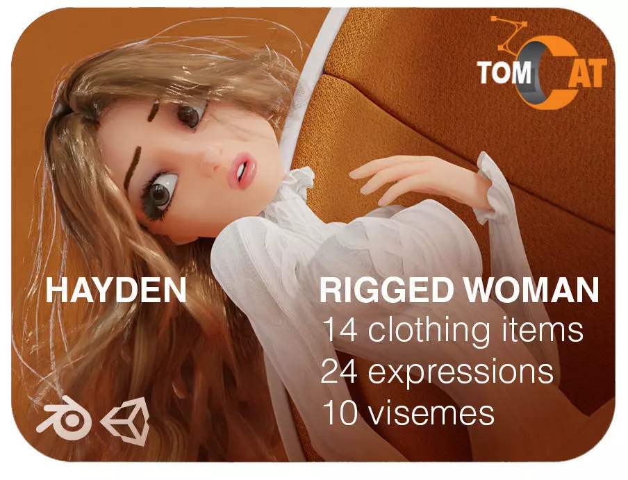 Hayden Rigged Woman Character for Blender and Unity Low-poly 3D model_0
