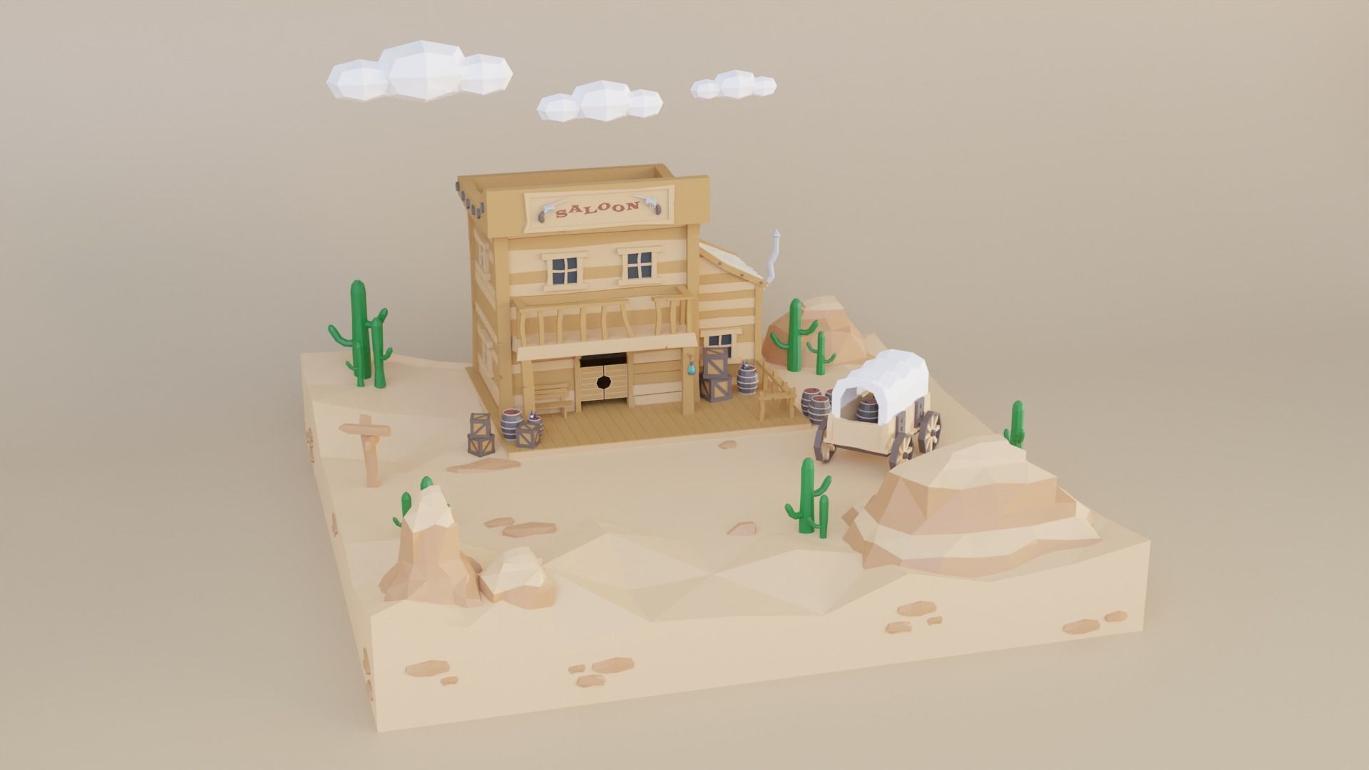 Low Poly Exterior Worlds Low-poly 3D model_6