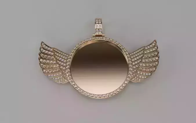 Winged Picture Pendant v2 - 40mm