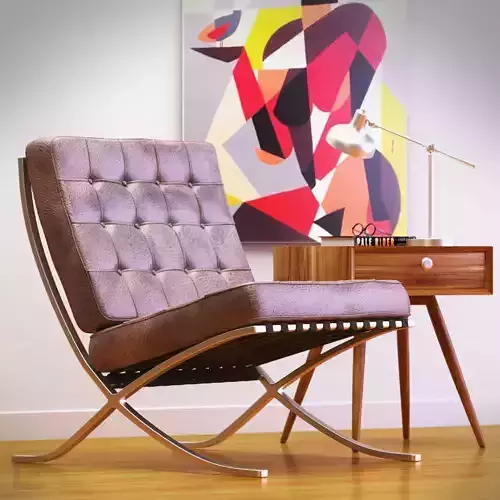 Barcelona chair with Zen table and Study lamp