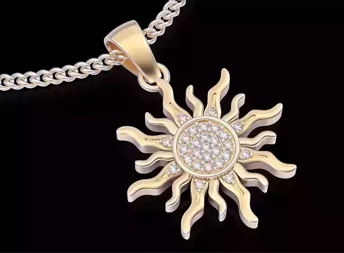 Sun pendant gold  printable jewelry  3D model 3D print model