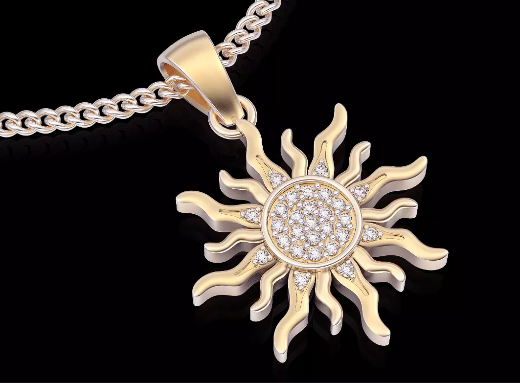Sun pendant gold printable jewelry 3D model 3D print model
