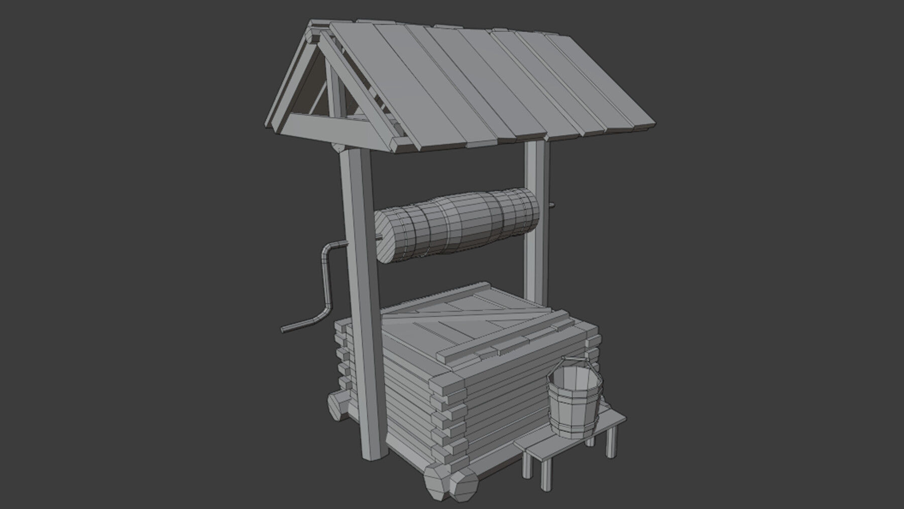 Pit well Low-poly 3D model_5