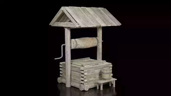 Pit well Low-poly 3D model
