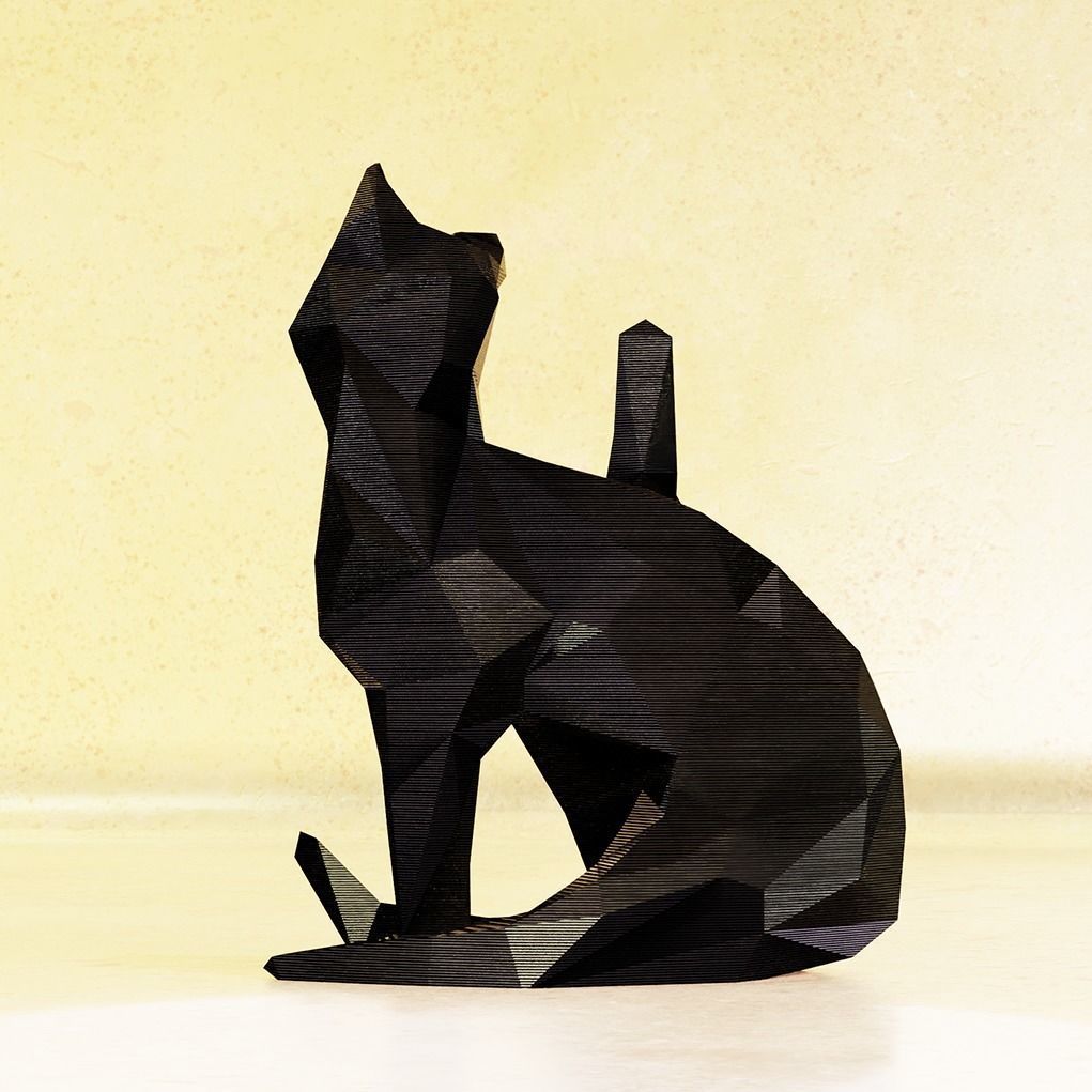Cat decor lowpoly 3D 3D print model_4