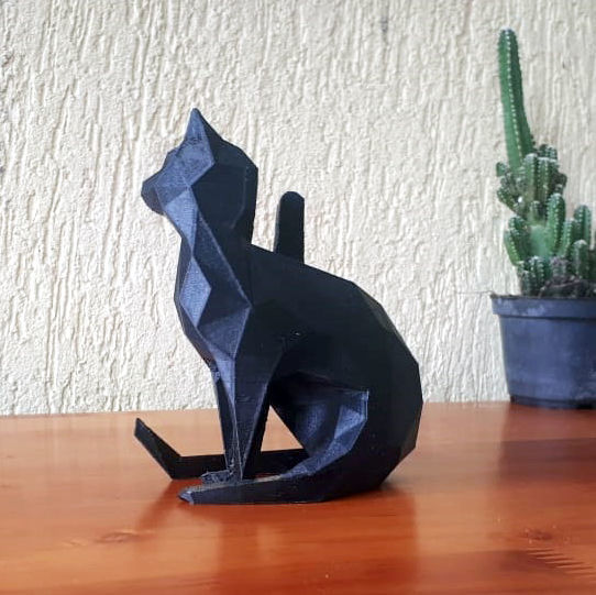 Cat decor lowpoly 3D 3D print model_7