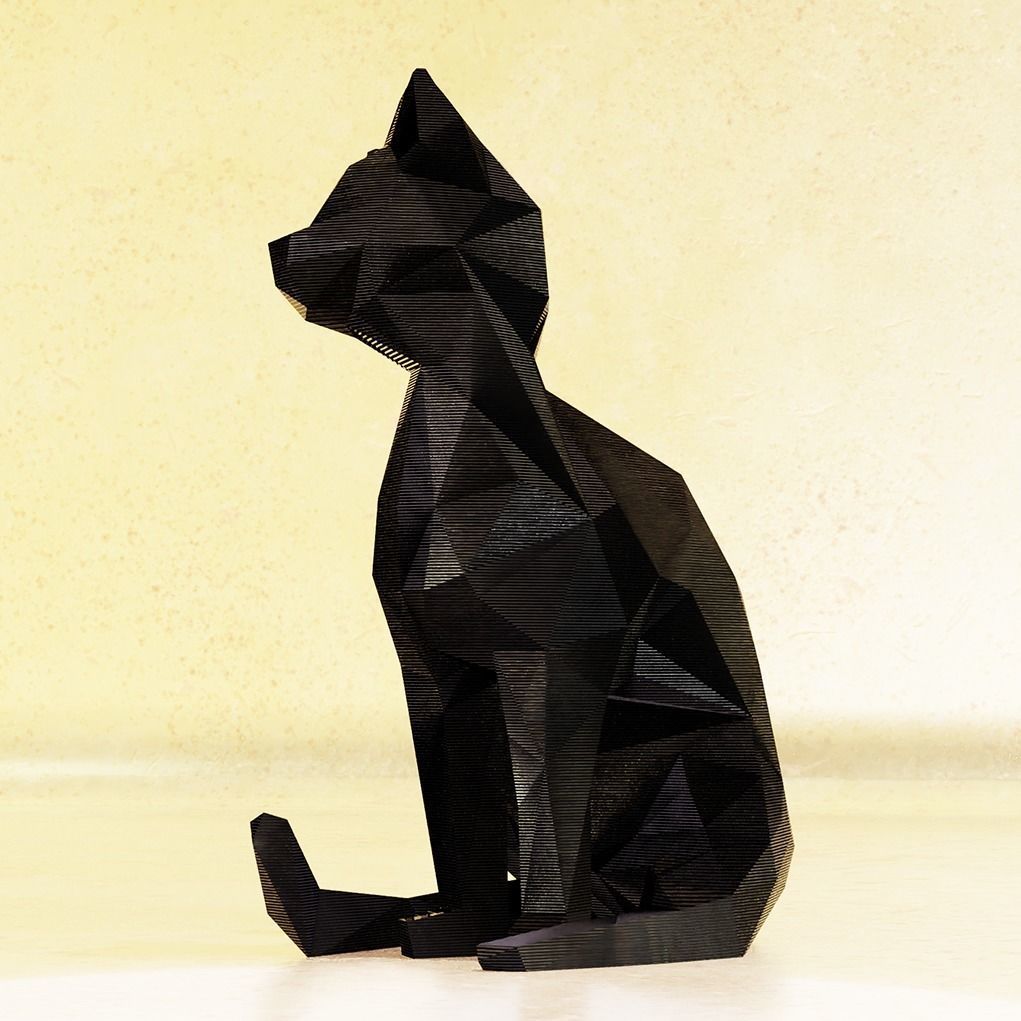 Cat decor lowpoly 3D 3D print model_3