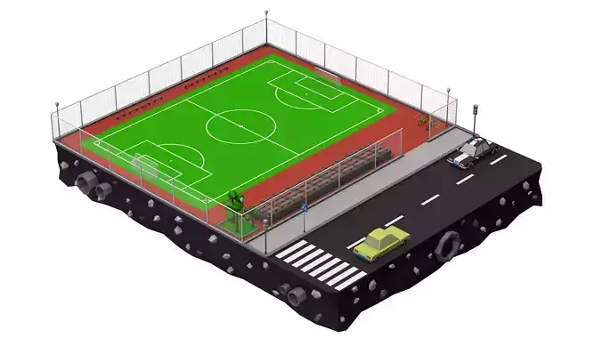 Football Soccer Field Low Poly 3d Model