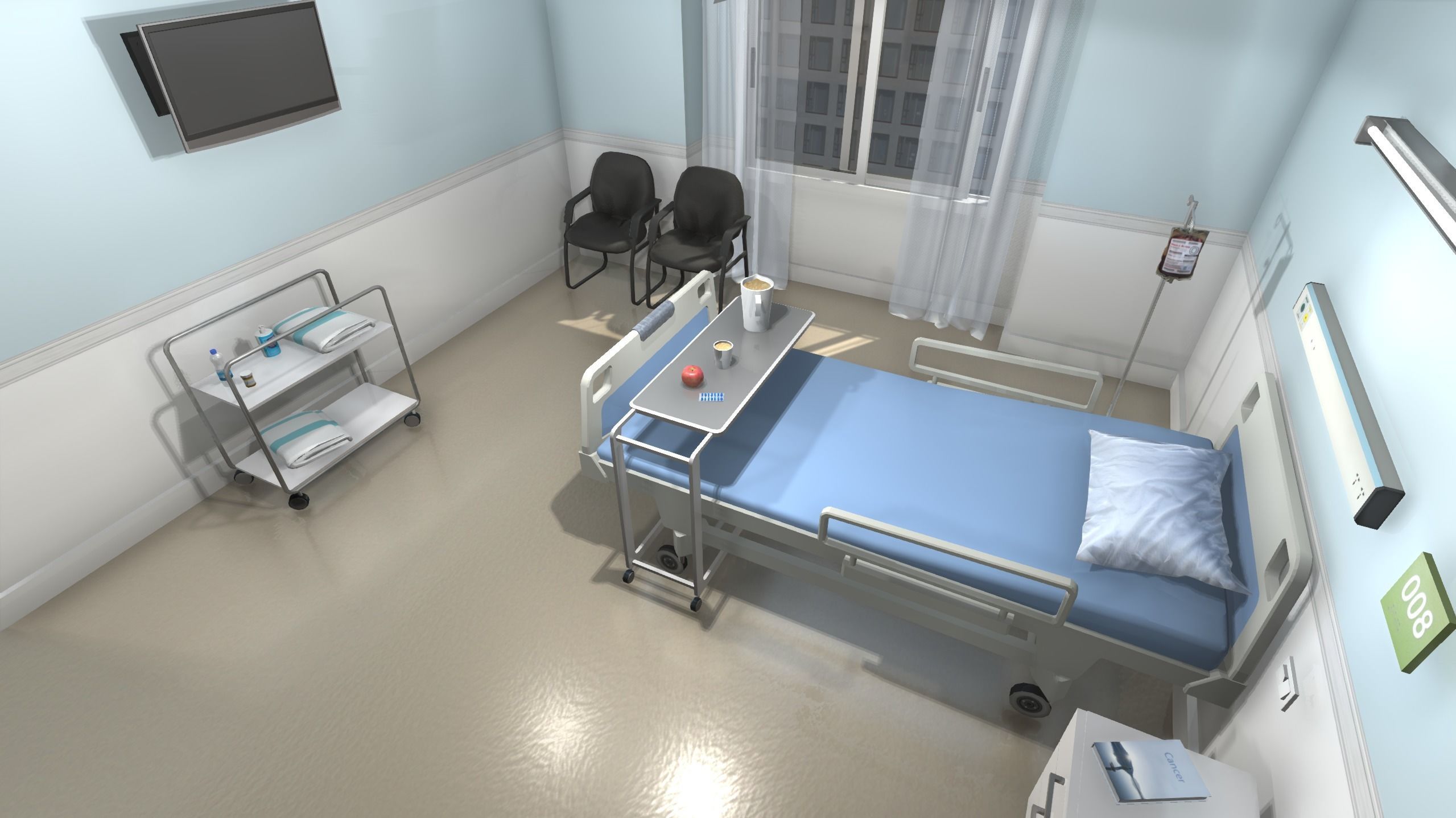 Hospital Room Low-poly 3D model_9