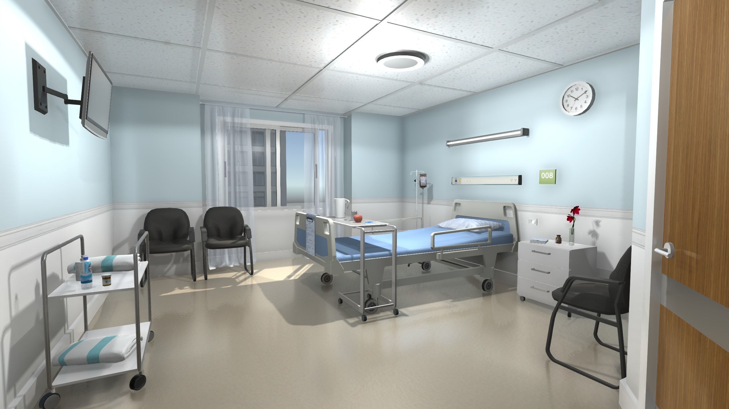 Hospital Room Low-poly 3D model_2