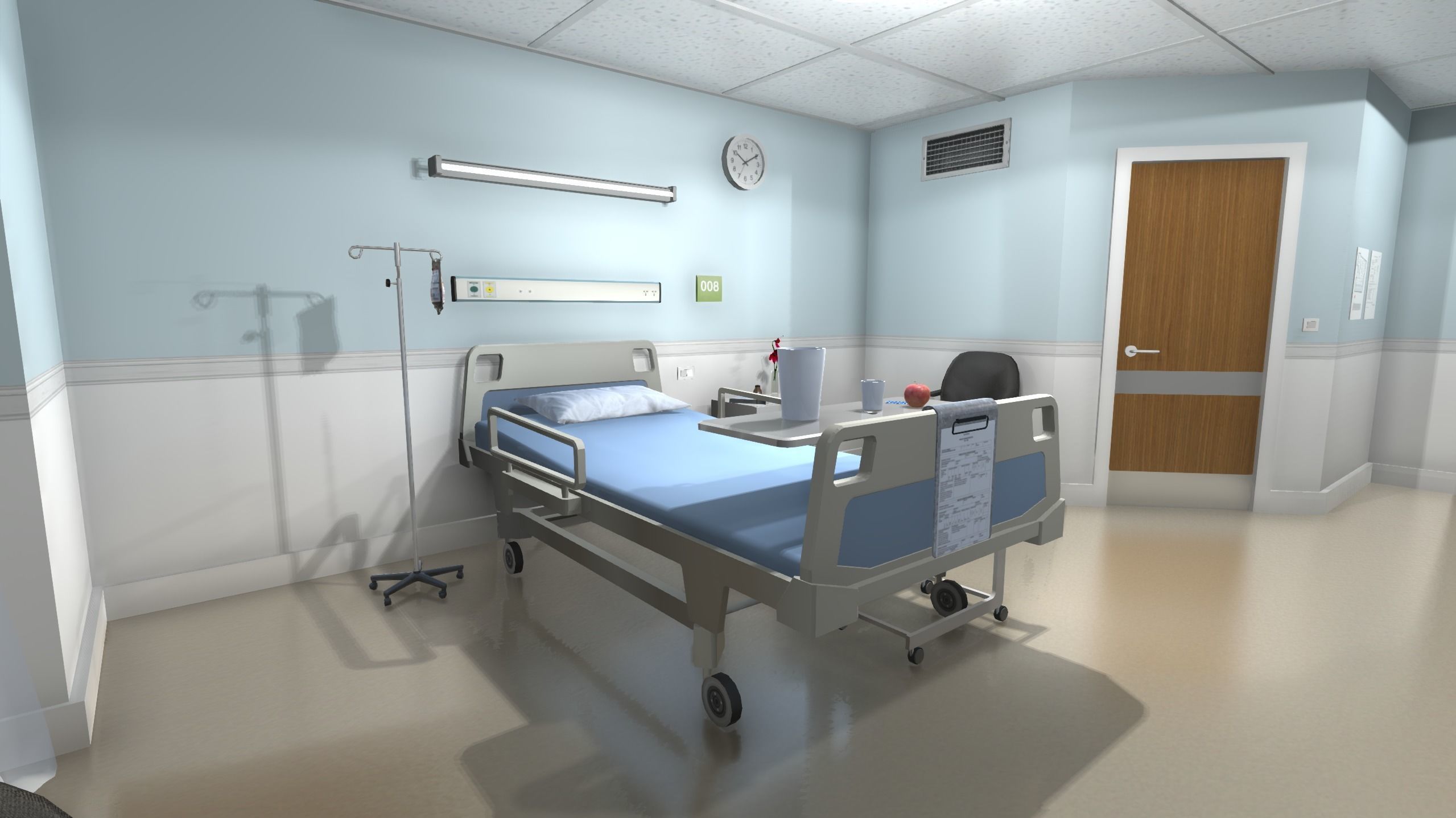 Hospital Room Low-poly 3D model_4