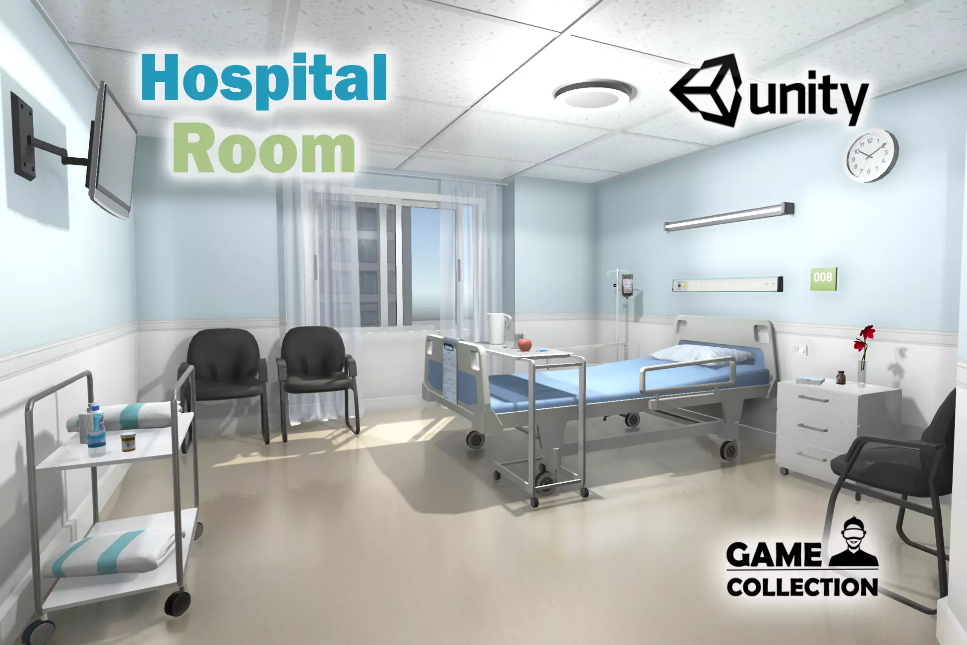 Hospital Room Low-poly 3D model_0