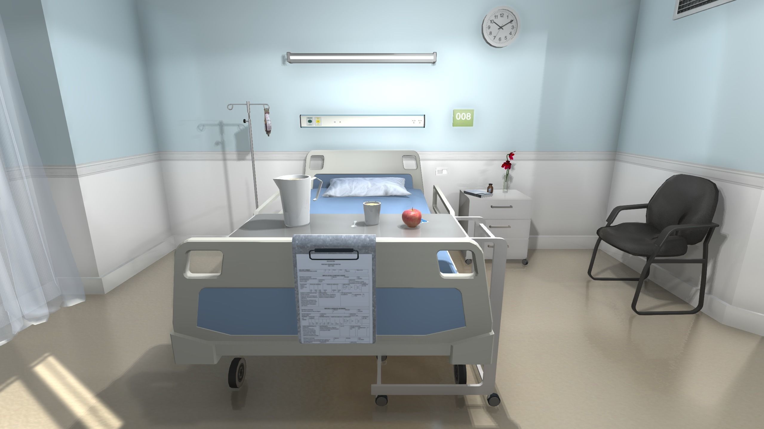 Hospital Room Low-poly 3D model_3