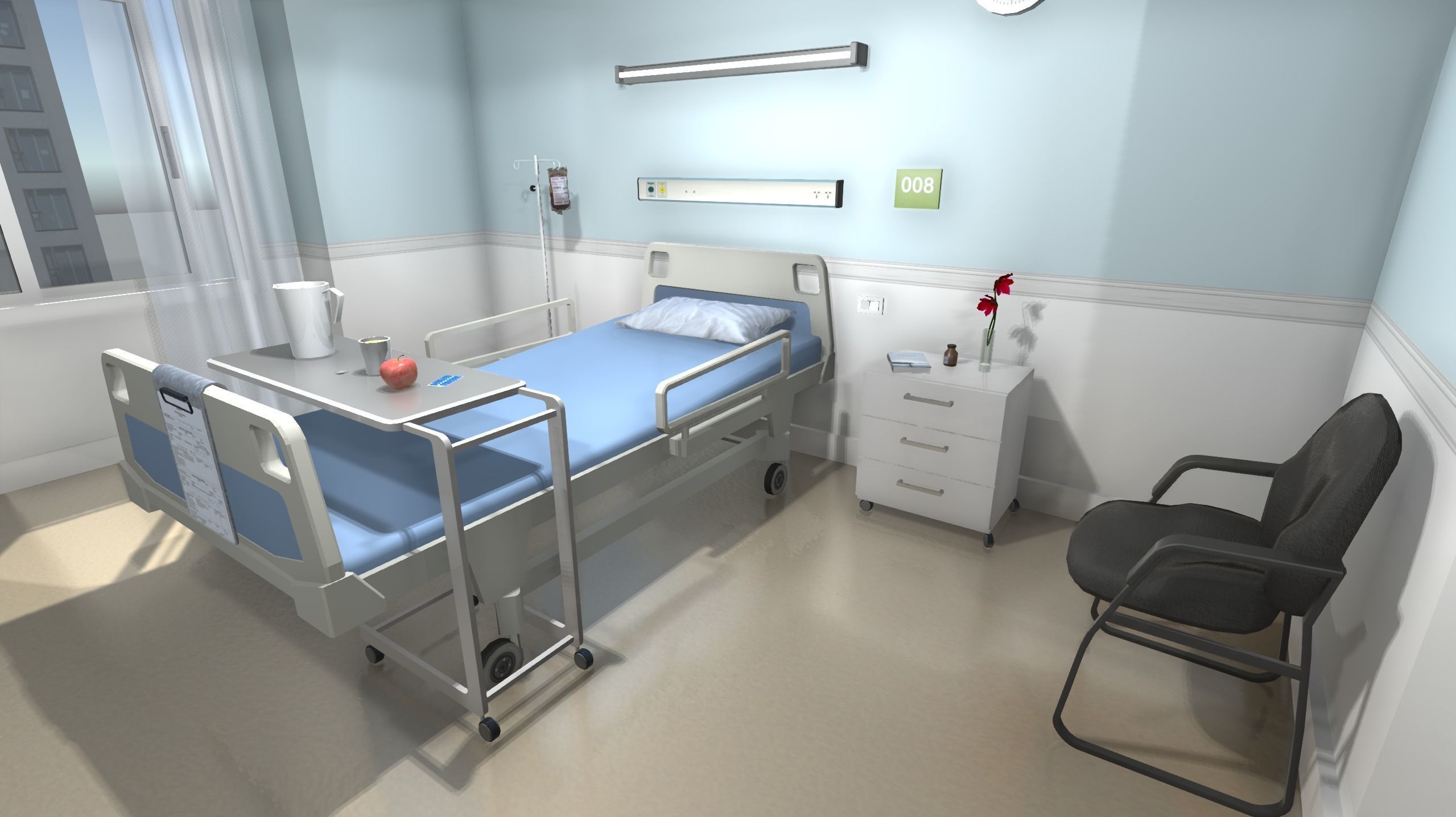Hospital Room Low-poly 3D model_1