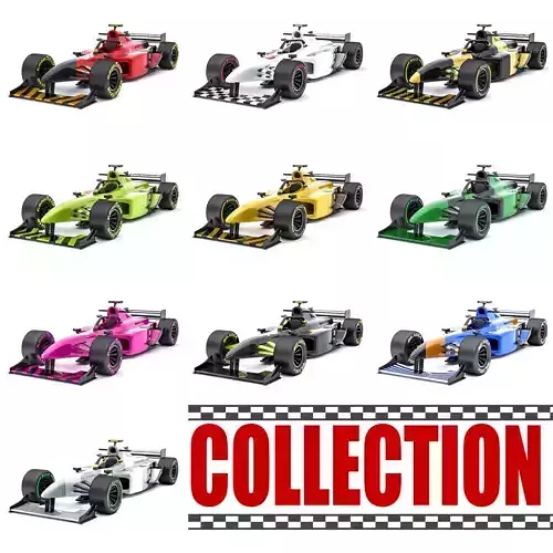 formula car collection 3D model Low-poly 3D model
