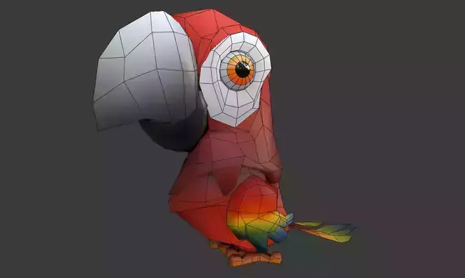 Low Poly Cartoon Macaw Not Rigged