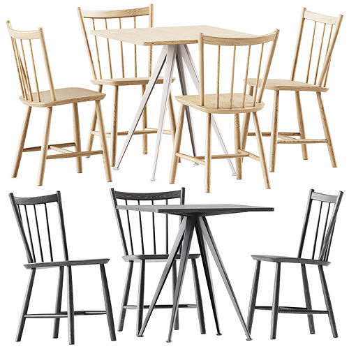 Pyramid Table 21 and J41 Chair by Hay 3D model