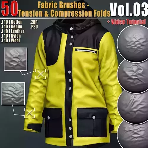 50 Fabric Brushes Tension Compression Folds Vol03