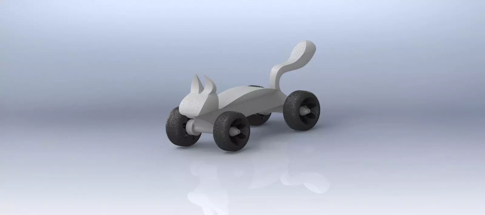 Catauto toy cat on wheels 3D print model_0