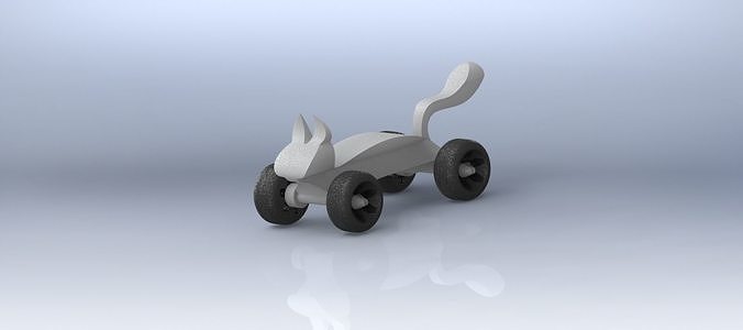 Catauto toy cat on wheels 3D print model