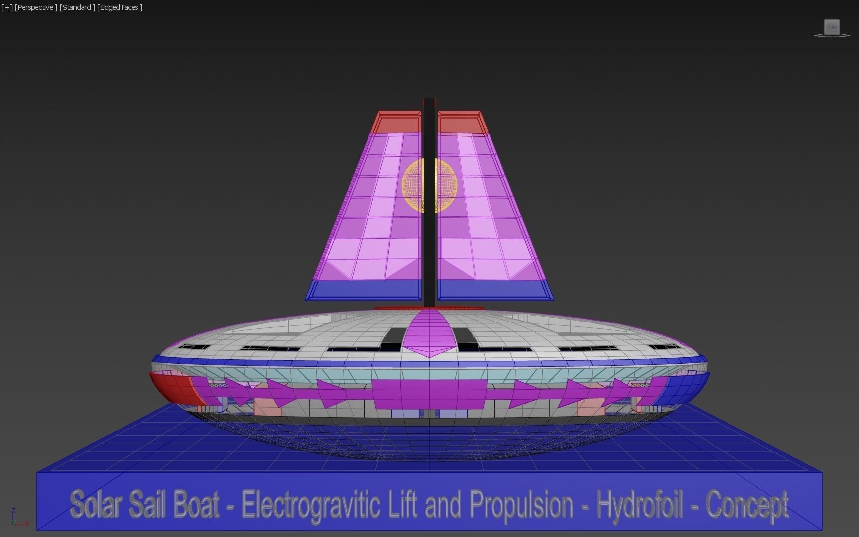 Solar Sail Boat - Electrogravitic lift and propulsion - Concept 3D model_2