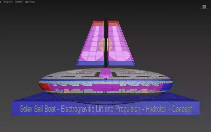 Solar Sail Boat - Electrogravitic lift and propulsion - Concept 3D model Solar Sail Boat - Electrogravitic lift and propulsion - Concept 3D model