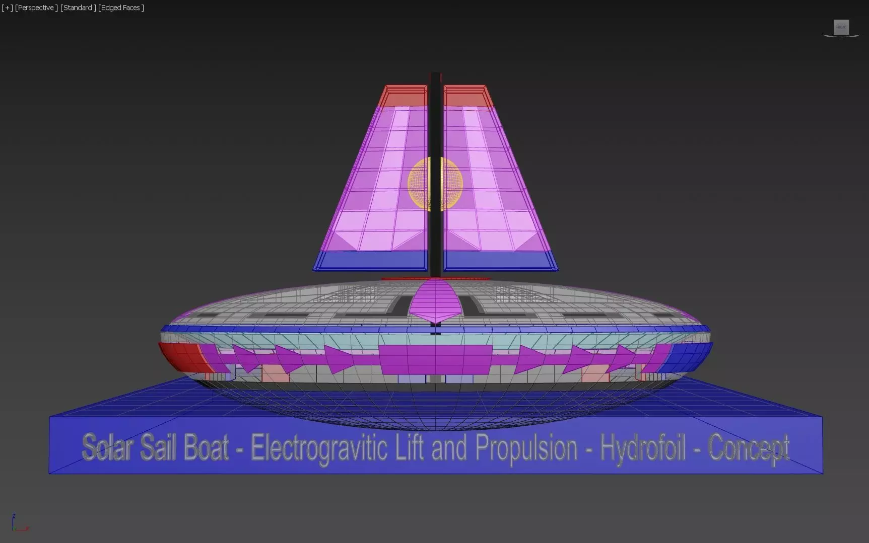 Solar Sail Boat - Electrogravitic lift and propulsion - Concept 3D model_0