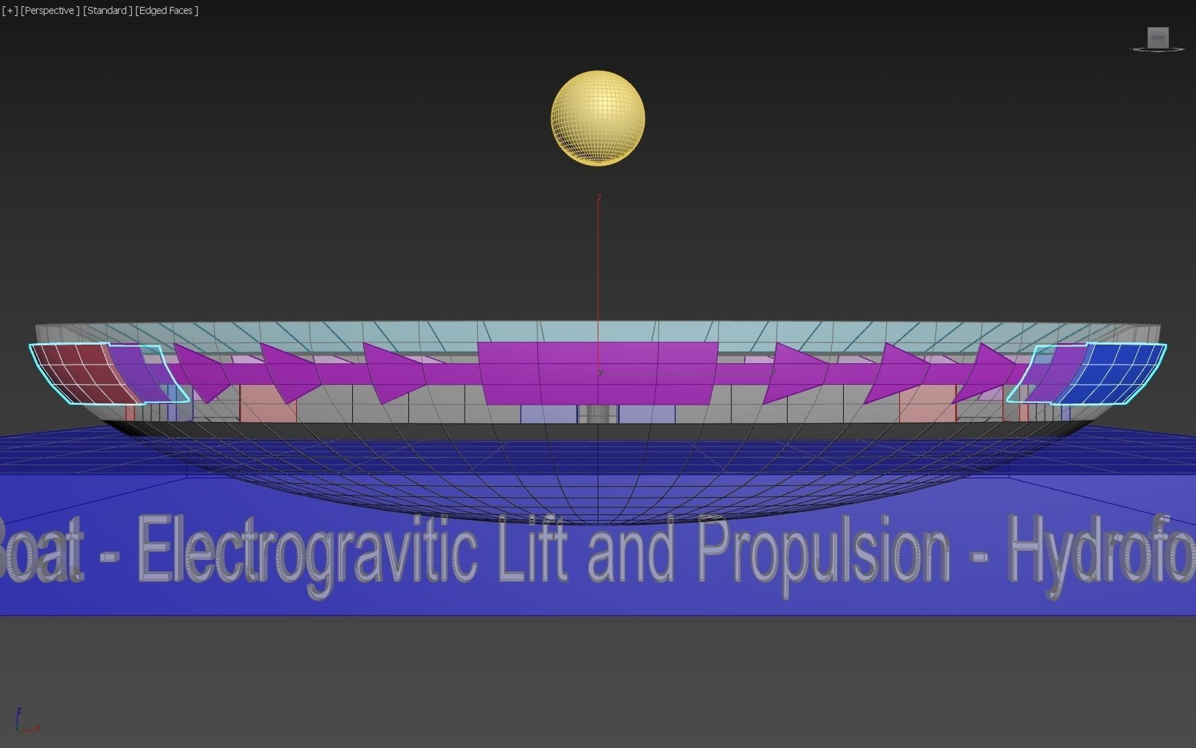 Solar Sail Boat - Electrogravitic lift and propulsion - Concept 3D model_9