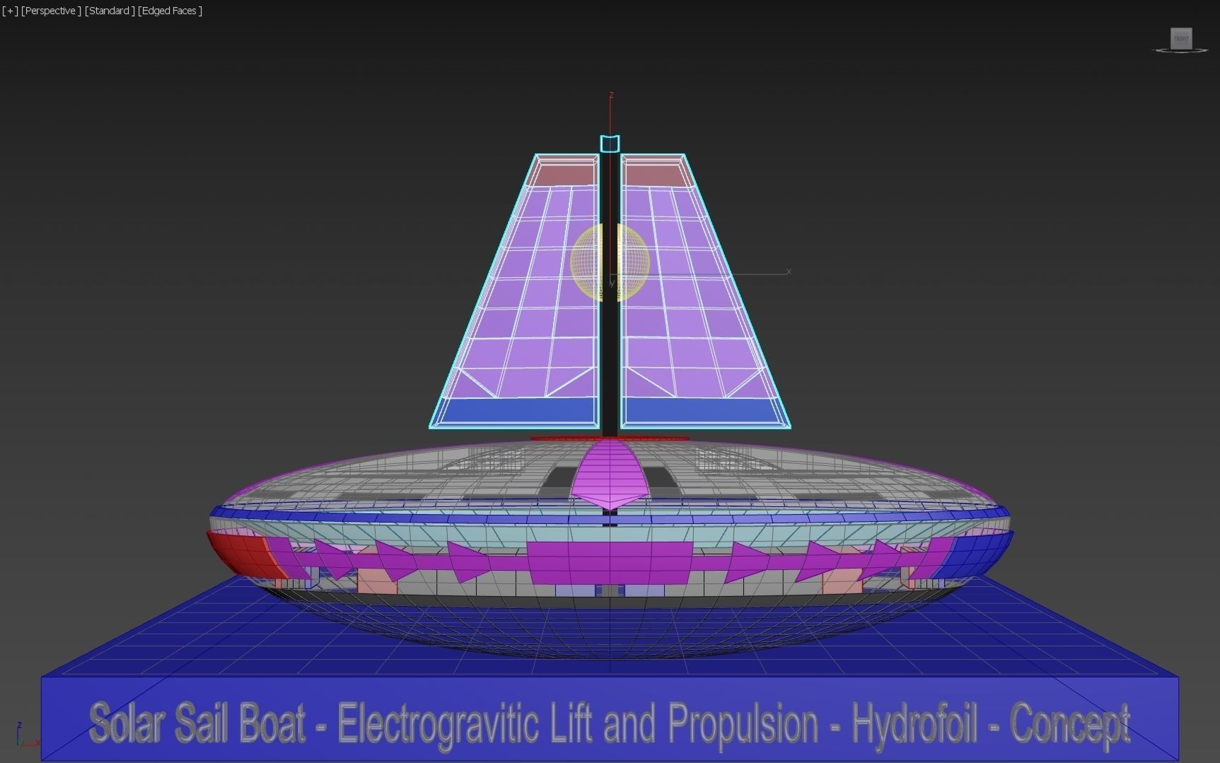 Solar Sail Boat - Electrogravitic lift and propulsion - Concept 3D model_5