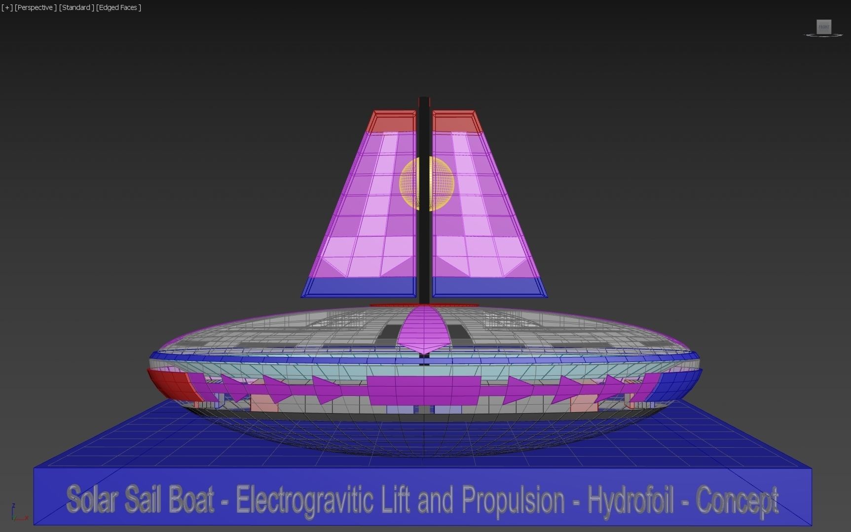 Solar Sail Boat - Electrogravitic lift and propulsion - Concept 3D model_4