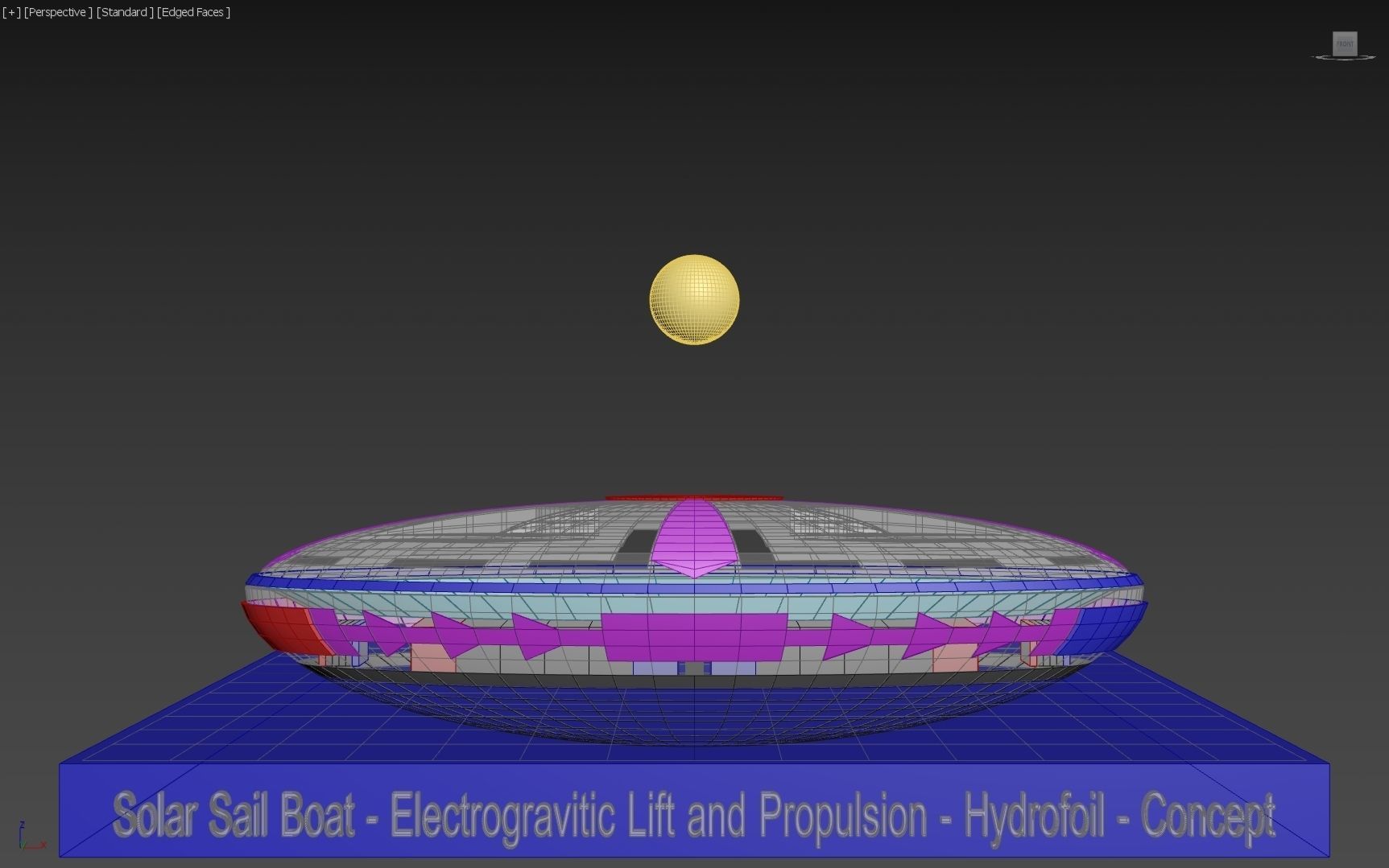 Solar Sail Boat - Electrogravitic lift and propulsion - Concept 3D model_6