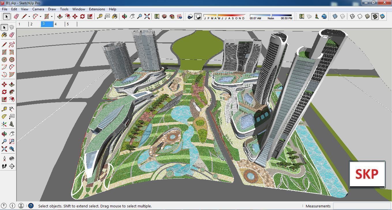 Sketchup Commercial Complex B1 3D model_2