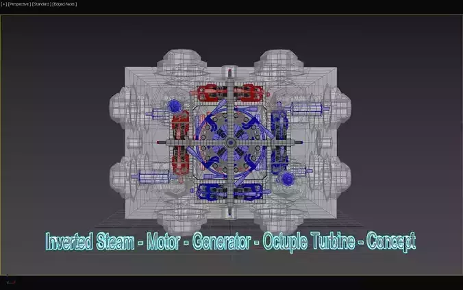  Inverted STEAM Motor - Generator - Octuple Turbine - Concept 3D print model