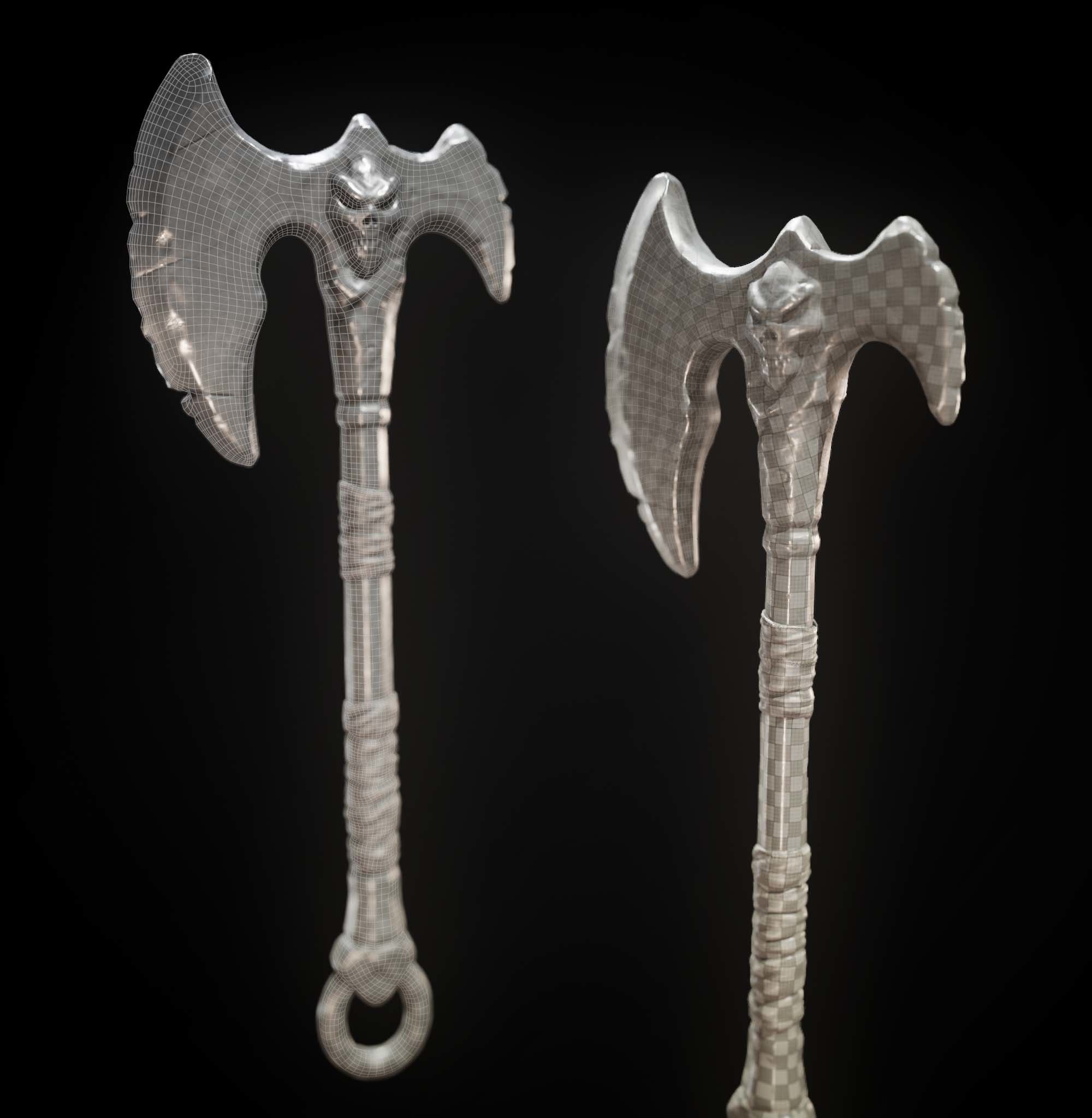 battel axe Low-poly 3D model_2