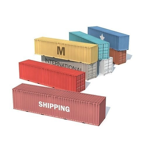 8 Low-poly Shipping Containers Low-poly 3D model