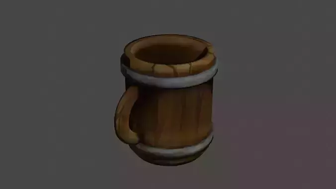 Low poly textured Wooden cup