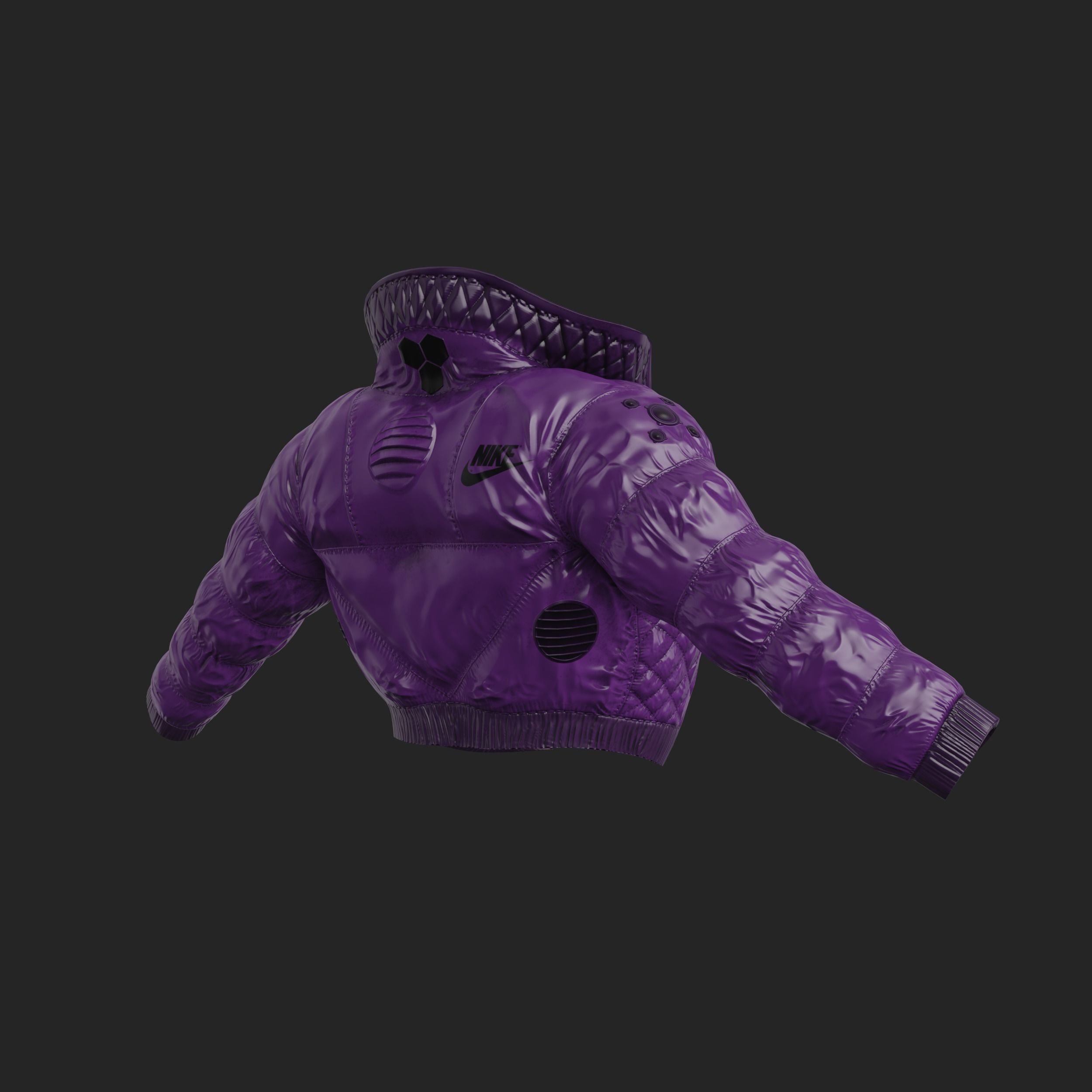 Glossy jacket in a semi-futuristic style in different colours Low-poly 3D model_8