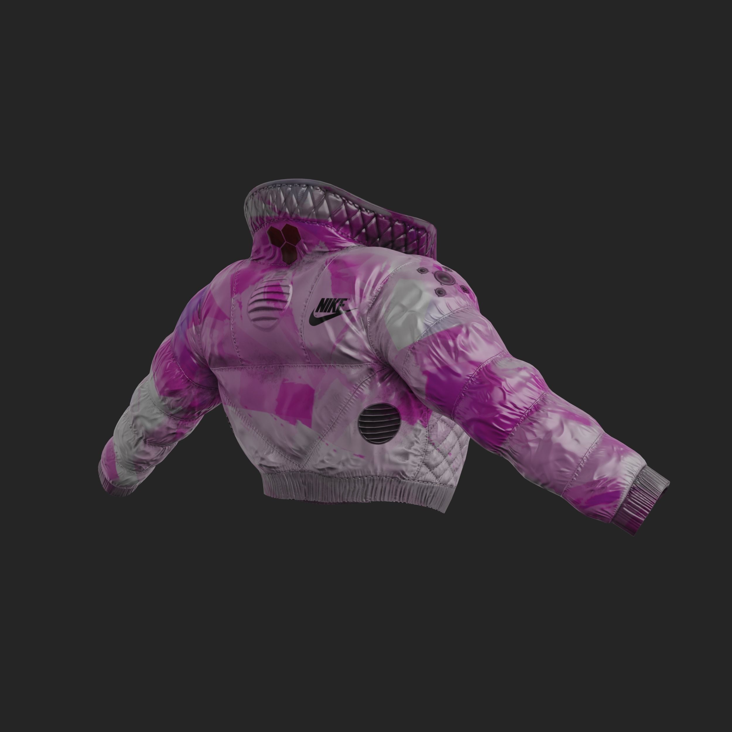 Glossy jacket in a semi-futuristic style in different colours Low-poly 3D model_16